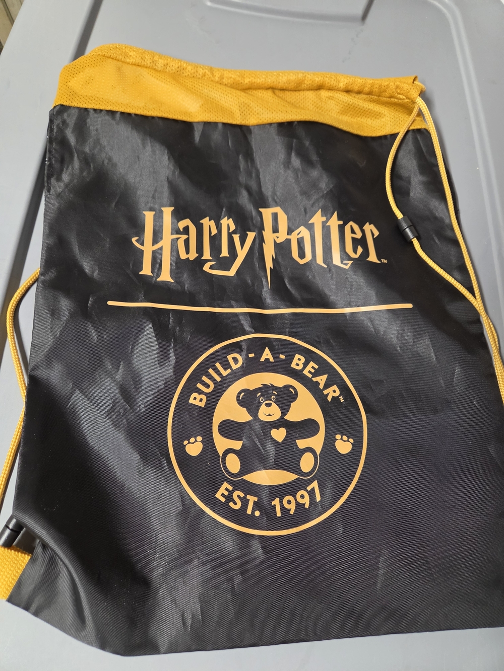 Build-A-Bear Black & Gold Harry Potter Logo Drawstring Backpack